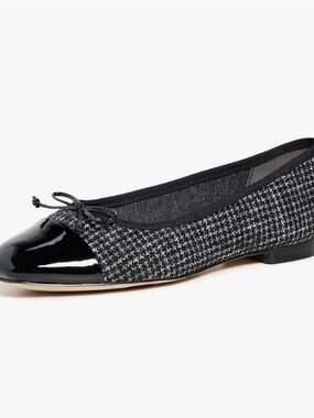 Sam Edelman Black Tweed Ballet Flat with Patent Toe size 9